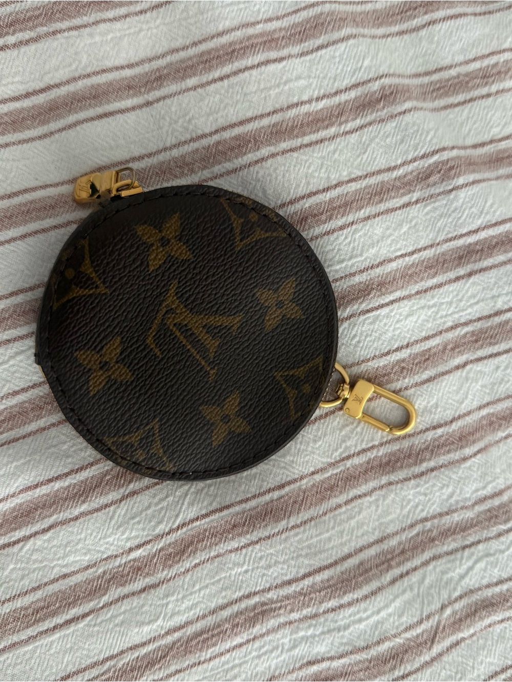Louis Vuitton Monogram Round Coin Pouch with Gold Hardware